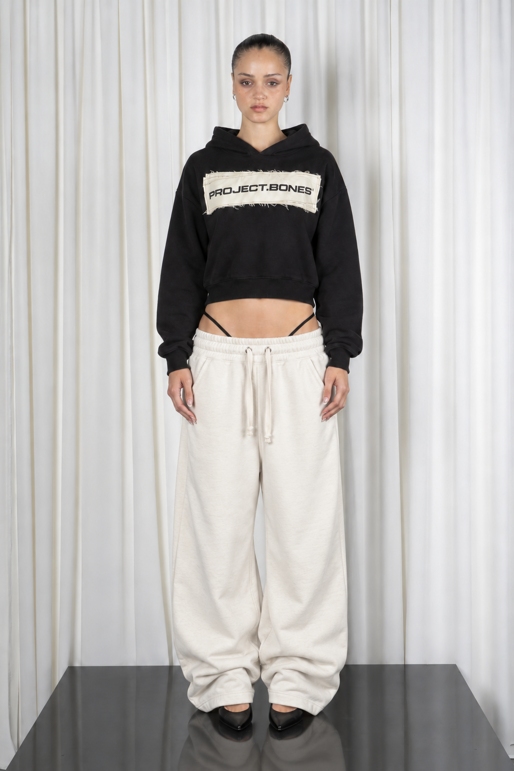 Project Bones Raw Label Cropped Hoodie