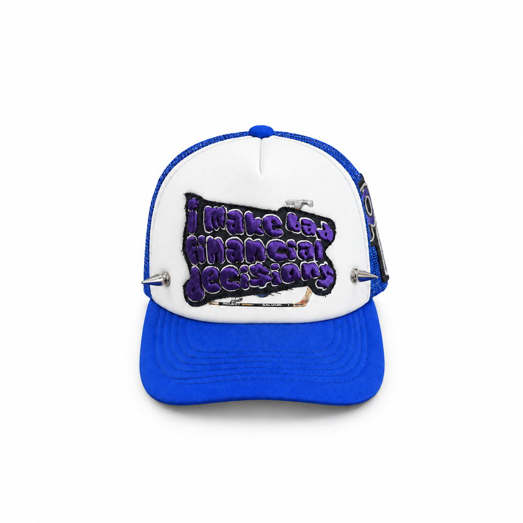 Project Bones “Bad Financial Decisions” Blue Trucker Reworked Hat